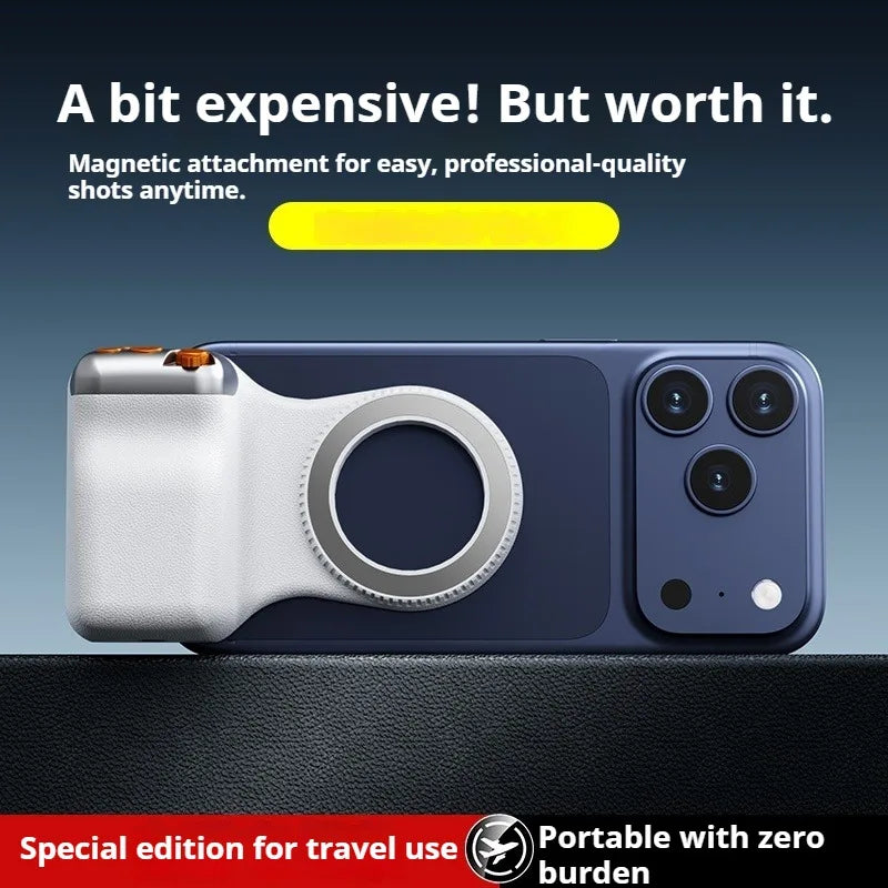 Mobile Phone Magnetic Assistant Camera with DSLR-Style Design for iPhone and Android, Ergonomic Grip Handle, Lightweight Construction